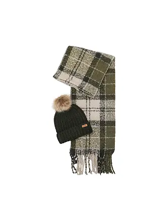 BARBOUR | Geschenkset Beanie und Schal SALTBURN | olive